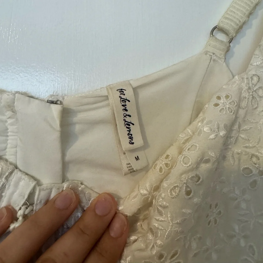For Love And Lemons Cream Eyelet Lace Crop Top - Picture 3 of 4